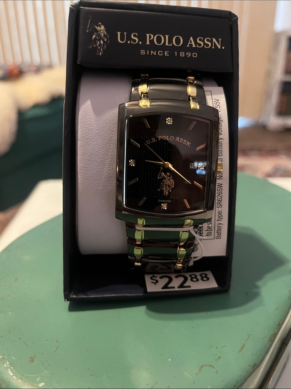 U.S. Polo Assn. Black and Gold Rectangular Men’s Watch